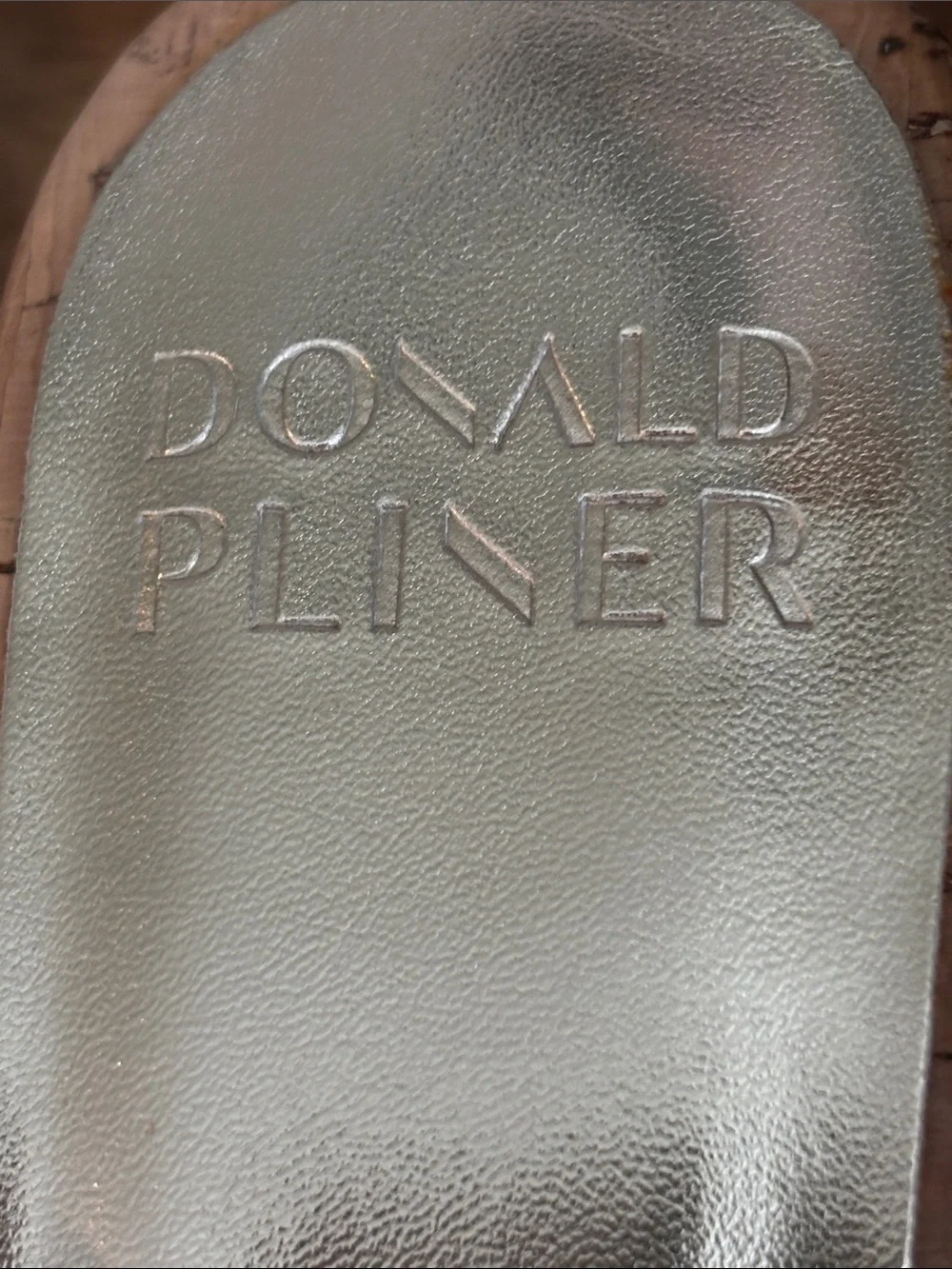 Donald Pliner Gemmy Gold Metallic Lizard Suede Cork Wedge Sandals size 8.5